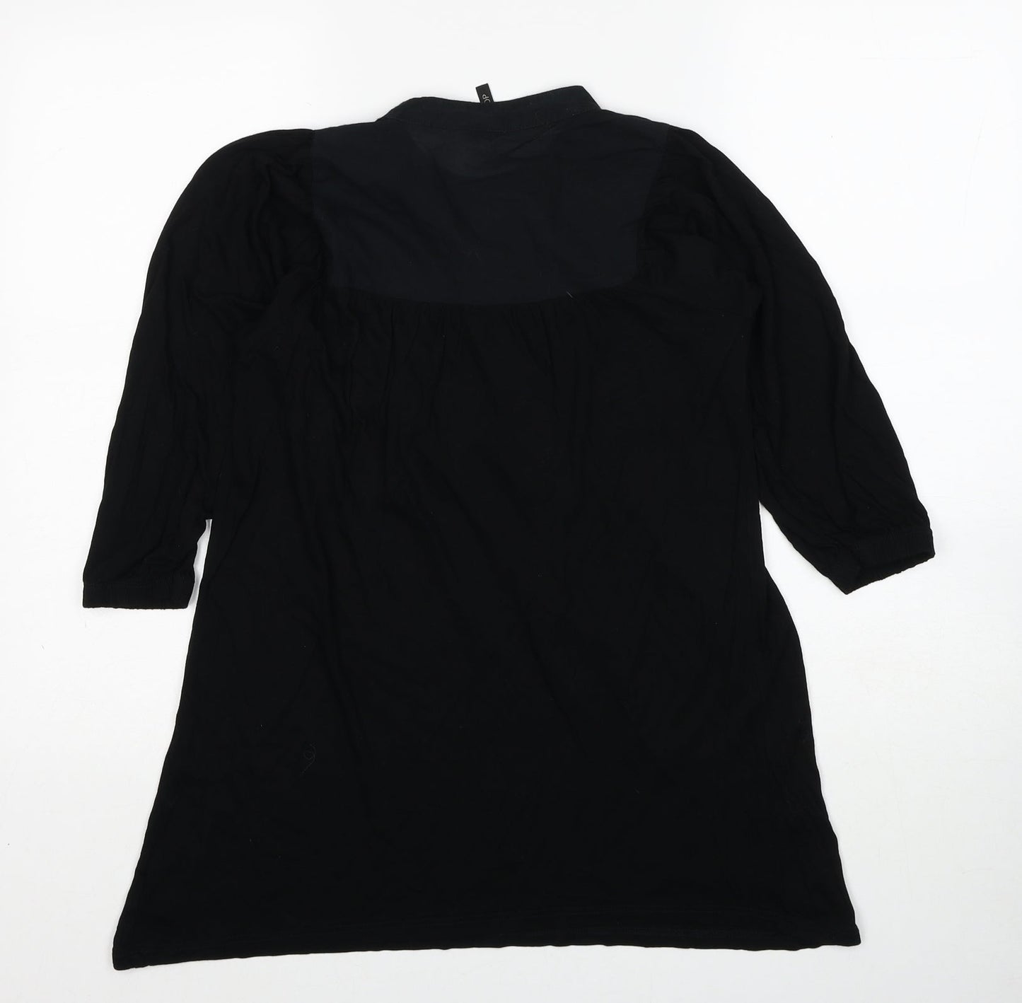 Topshop Womens Black Viscose Basic T-Shirt Size 6 Round Neck