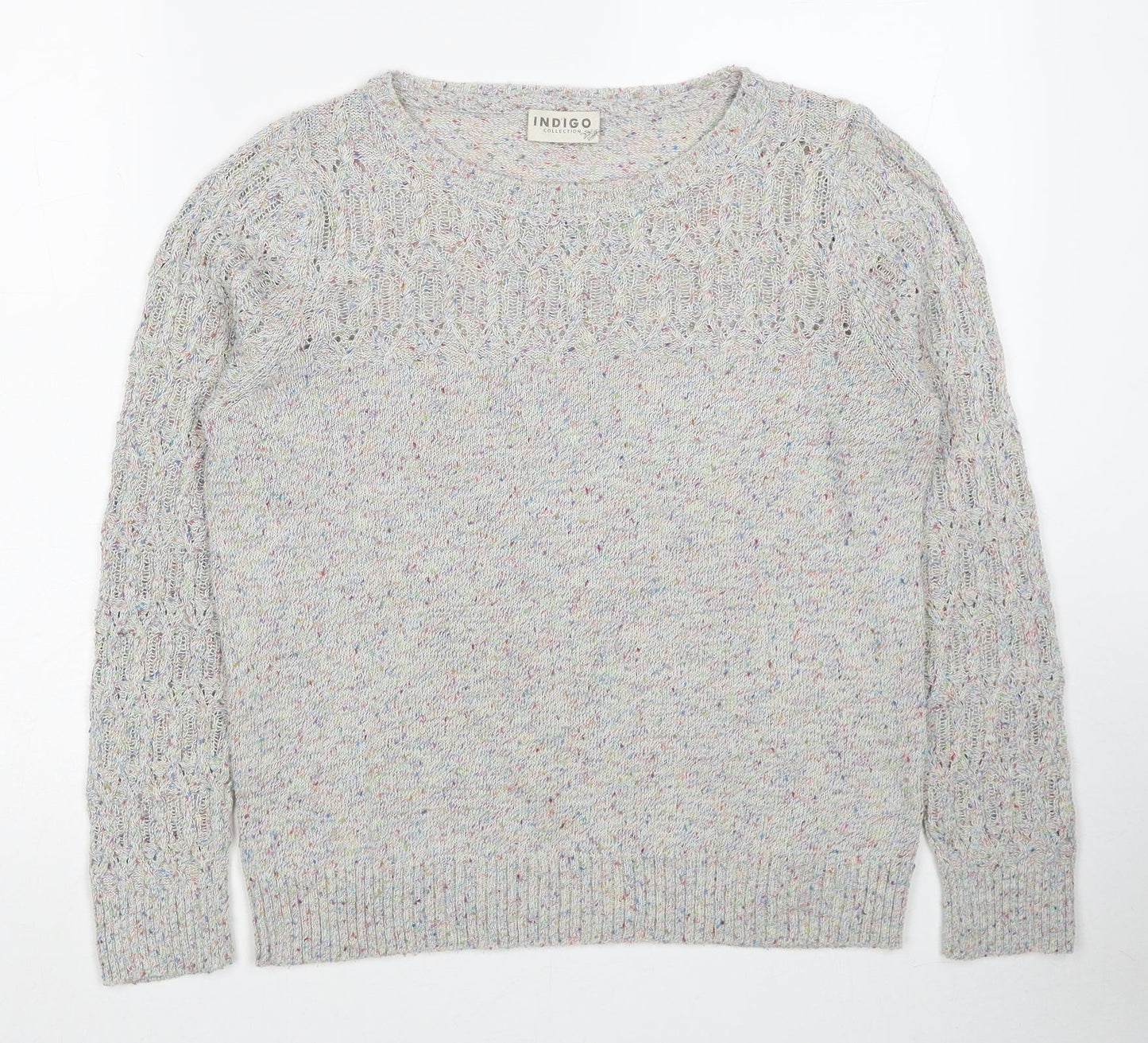 Marks and Spencer Womens Grey Round Neck Acetate Pullover Jumper Size 12
