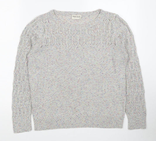 Marks and Spencer Womens Grey Round Neck Acetate Pullover Jumper Size 12