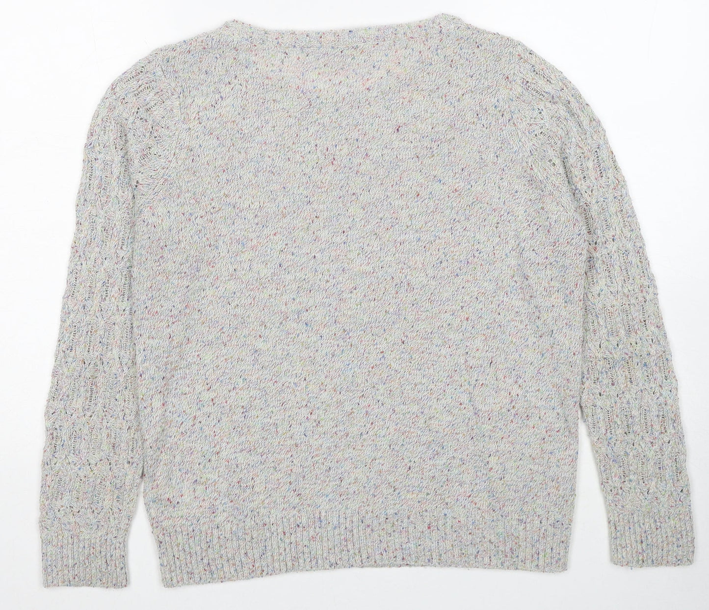 Marks and Spencer Womens Grey Round Neck Acetate Pullover Jumper Size 12