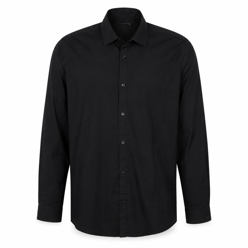 Primark Mens Black Polyester Button-Up Size 15 Collared Button