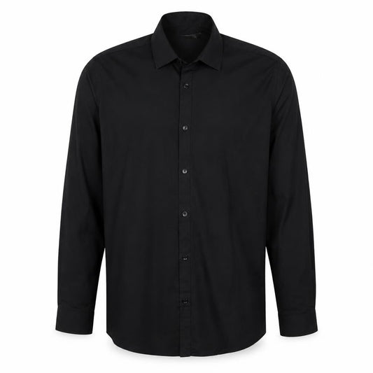 Primark Mens Black Polyester Button-Up Size 15 Collared Button