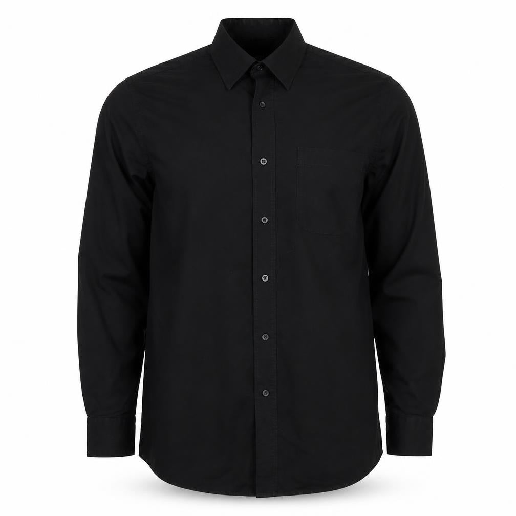 George Mens Black Polyester Button-Up Size 14.5 Collared Button