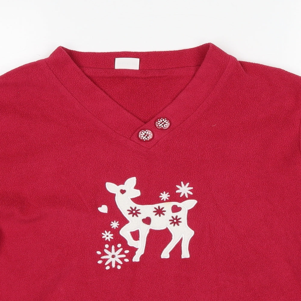 Damart Womens Pink Polyester Pullover Sweatshirt Size M Pullover - Christmas Reindeer