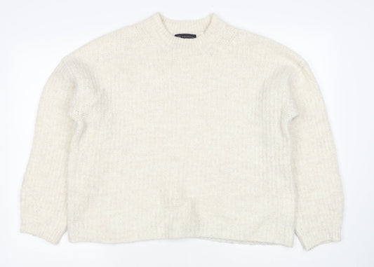 Marks and Spencer Womens White Round Neck Acrylic Pullover Jumper Size 12