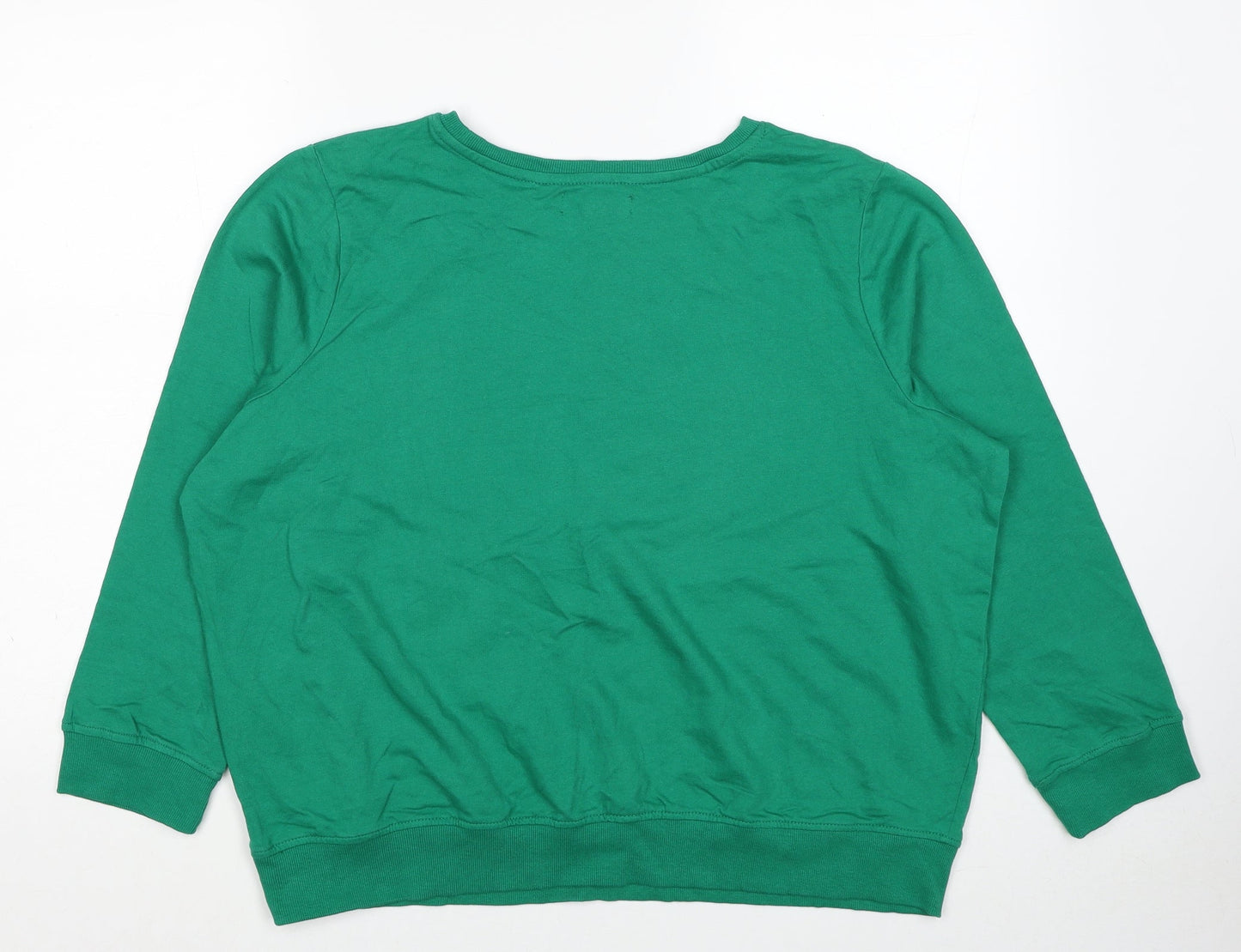 Studio Womens Green Cotton Pullover Sweatshirt Size 16 Pullover