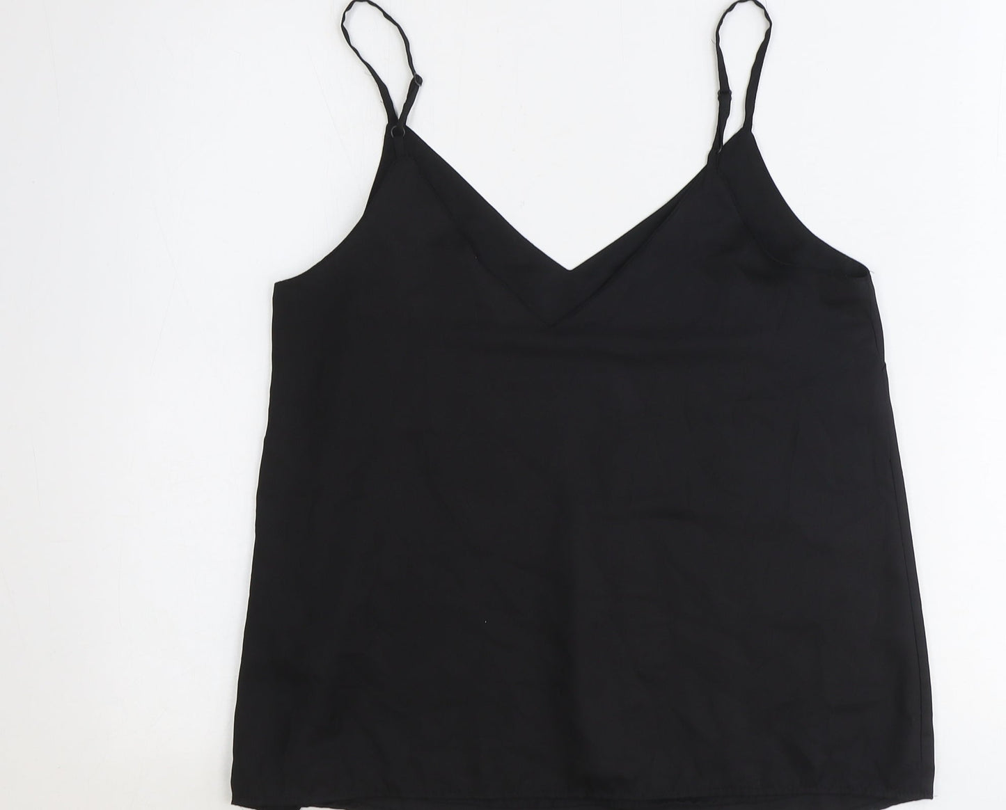 ASOS Womens Black Polyester Basic Tank Size 10 V-Neck