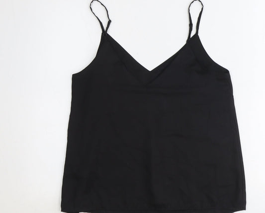 ASOS Womens Black Polyester Basic Tank Size 10 V-Neck
