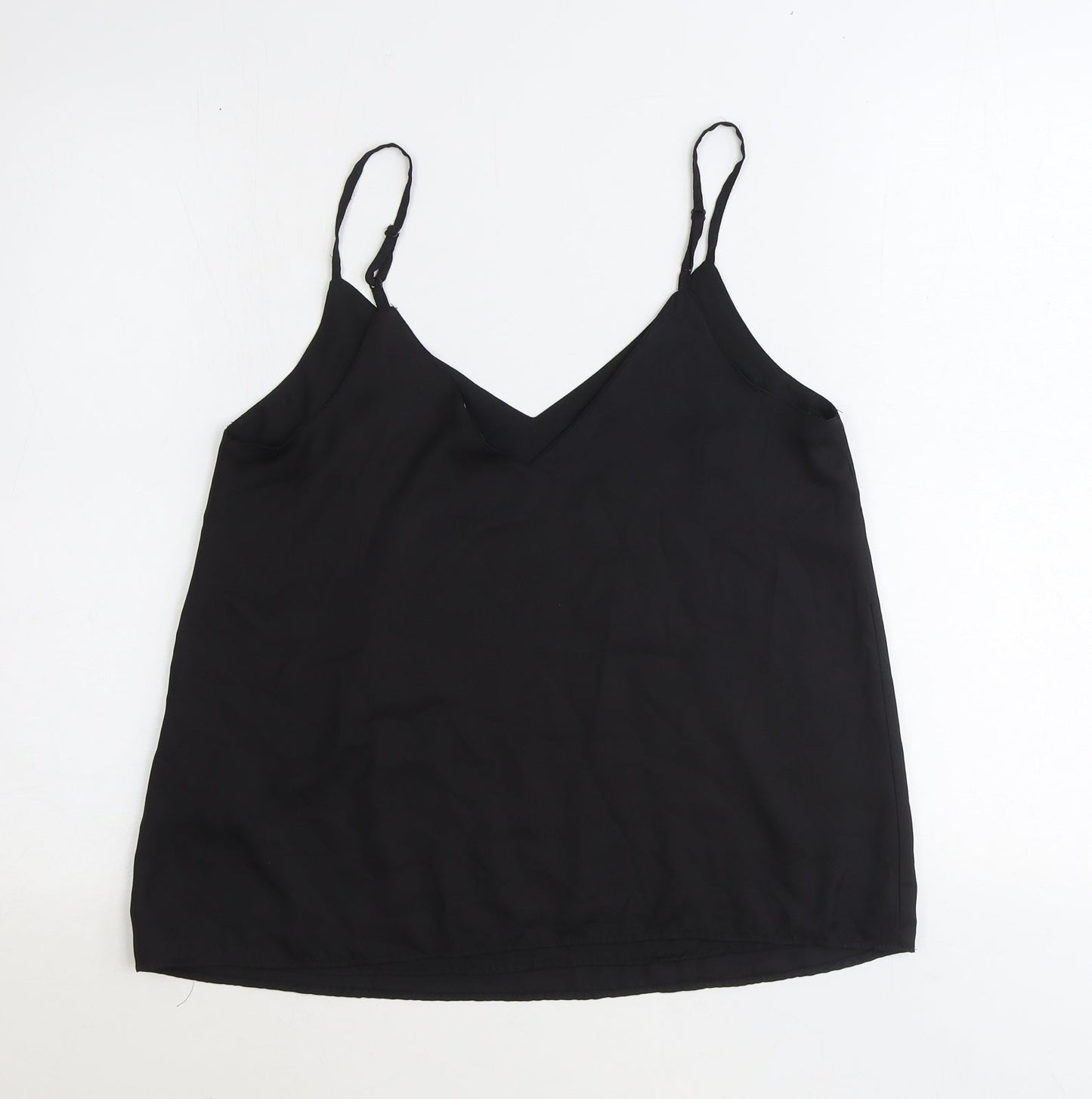 ASOS Womens Black Polyester Basic Tank Size 10 V-Neck