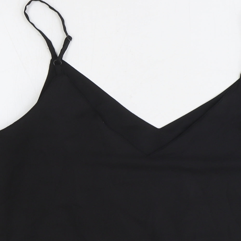 ASOS Womens Black Polyester Basic Tank Size 10 V-Neck
