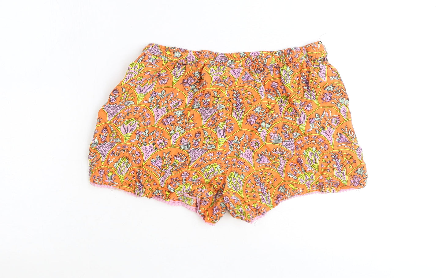 dusk Womens Orange Floral Polyester Skimmer Shorts Size S Regular Drawstring