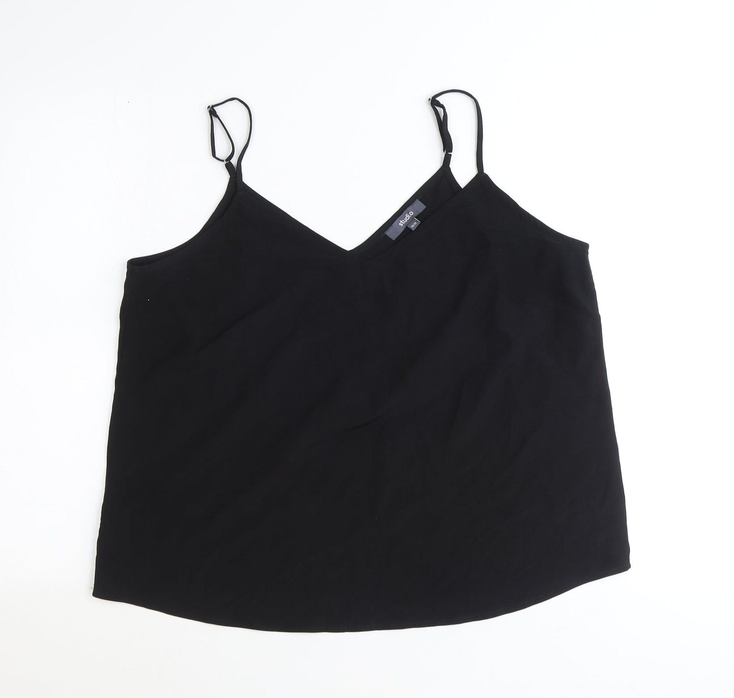 Studio Womens Black Viscose Basic Tank Size 16 V-Neck