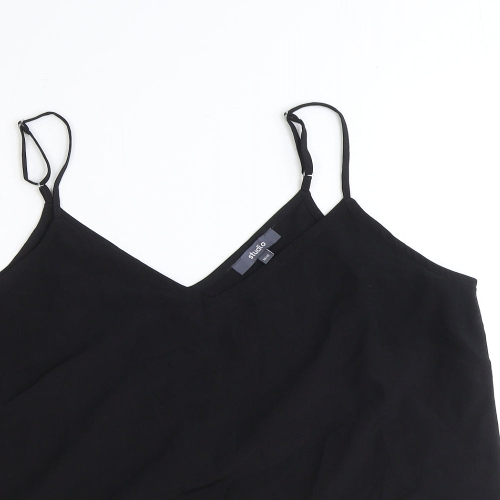 Studio Womens Black Viscose Basic Tank Size 16 V-Neck
