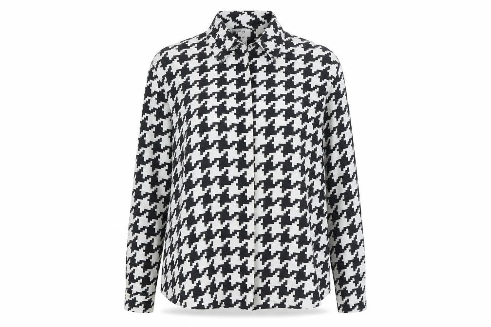 jenni R Womens Black Geometric Polyester Basic Blouse Size 14 High Neck