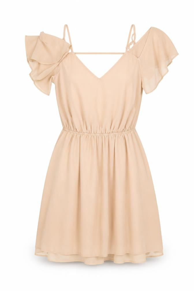 ASOS Womens Pink Polyester Fit & Flare Size 4 V-Neck Pullover - Cold Shoulder