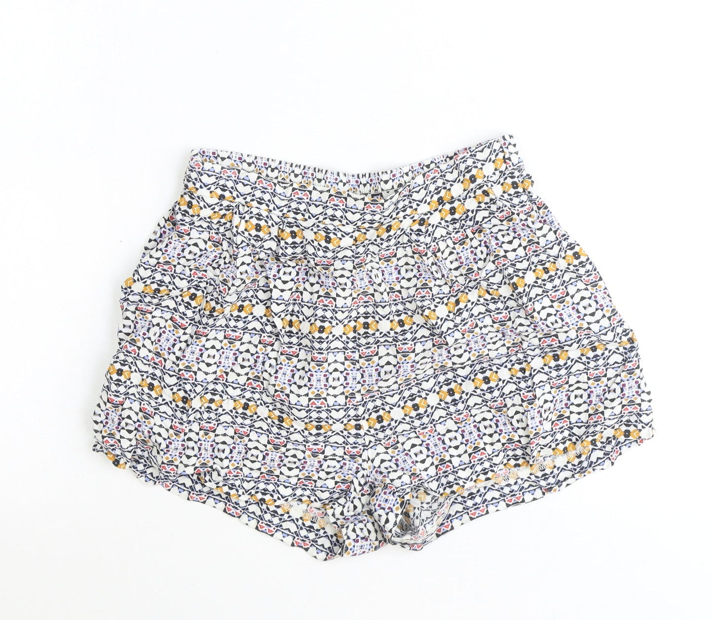 H&M Womens Blue Geometric Polyester Skimmer Shorts Size 6 Regular Pull On
