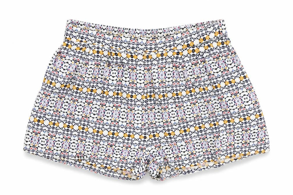 H&M Womens Blue Geometric Polyester Skimmer Shorts Size 6 Regular Pull On
