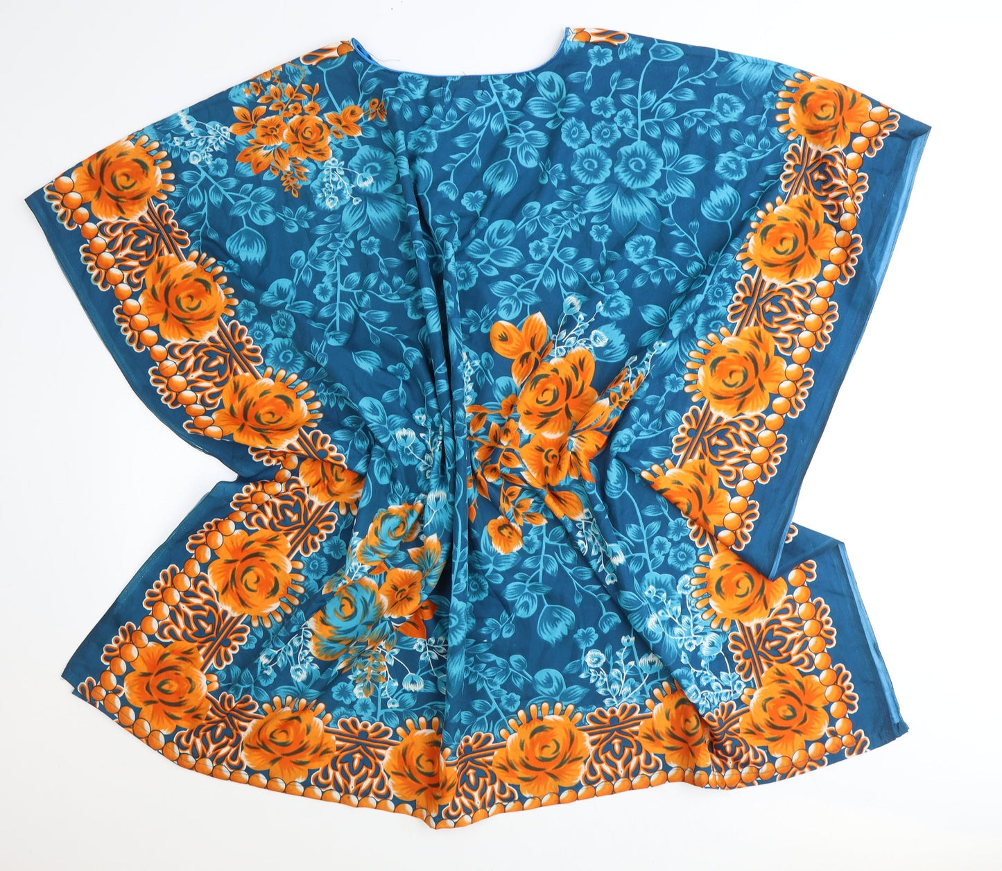 looking glam Womens Multicoloured Floral Polyester Tunic Blouse One Size V-Neck