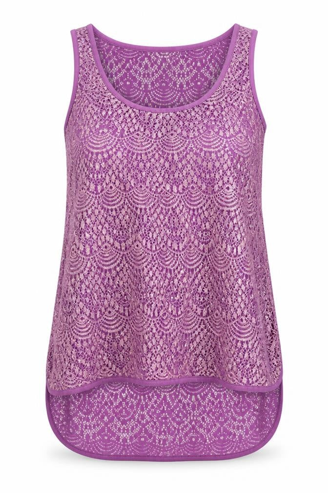 Dorothy Perkins Womens Purple Geometric Polyester Basic Tank Size 6 Scoop Neck