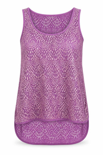 Dorothy Perkins Womens Purple Geometric Polyester Basic Tank Size 6 Scoop Neck