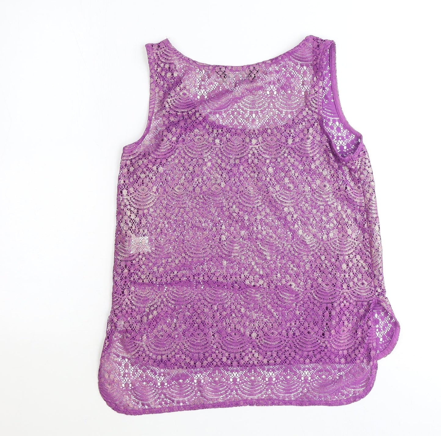 Dorothy Perkins Womens Purple Geometric Polyester Basic Tank Size 6 Scoop Neck