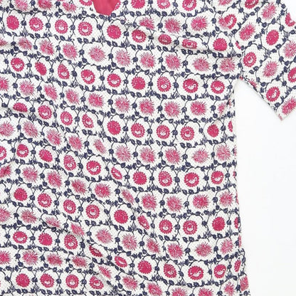 Next Womens Red Geometric Polyester A-Line Size 8 V-Neck Pullover - Pleated