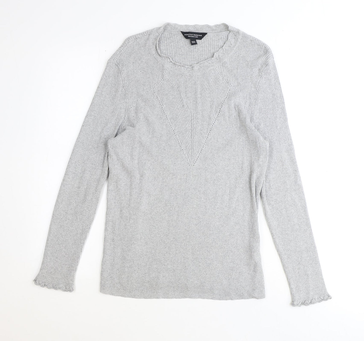 Dorothy Perkins Womens Grey Crew Neck Polyester Pullover Jumper Size 16 Pullover