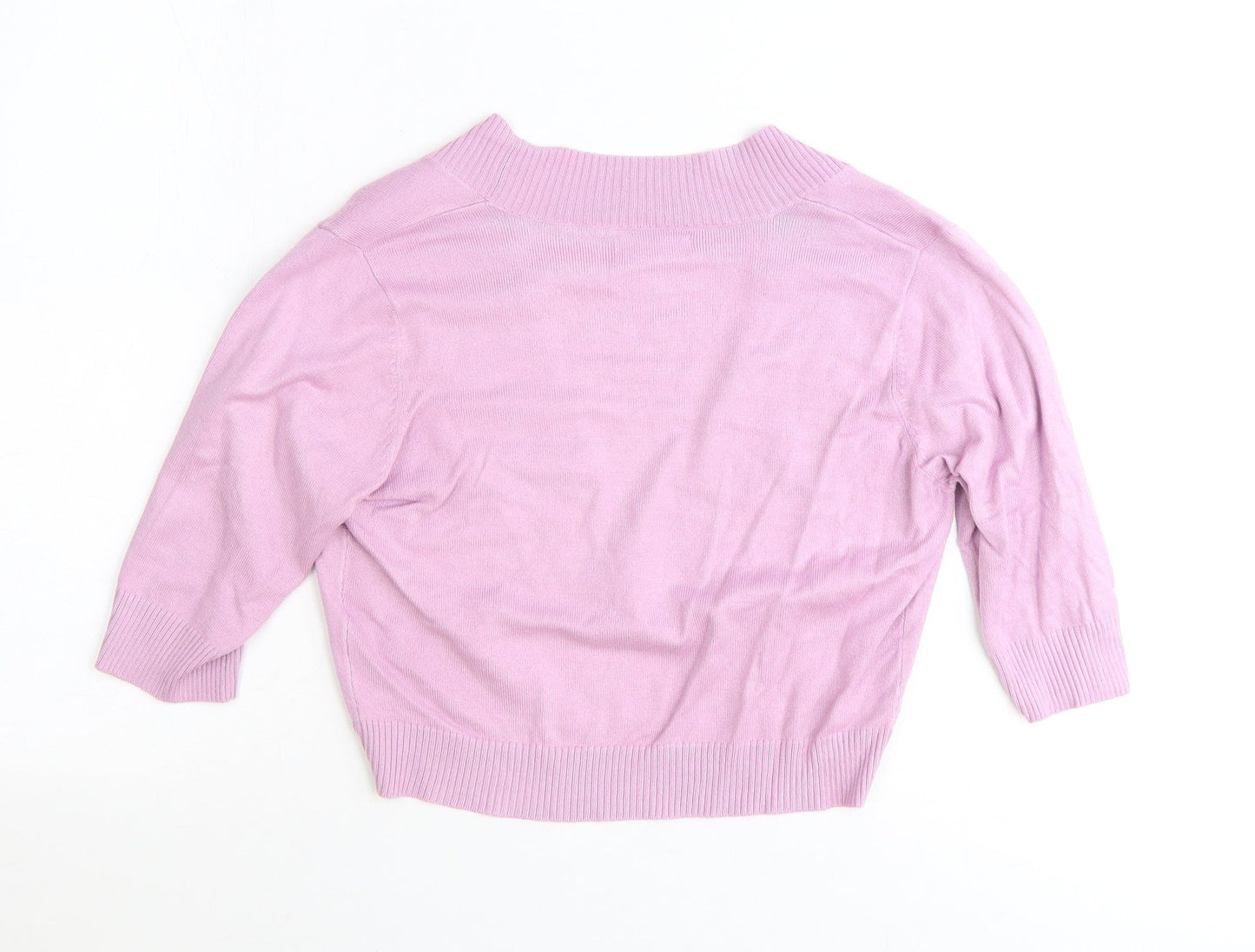 Preworn Womens Purple V-Neck Polyester Cardigan Jumper Size 14