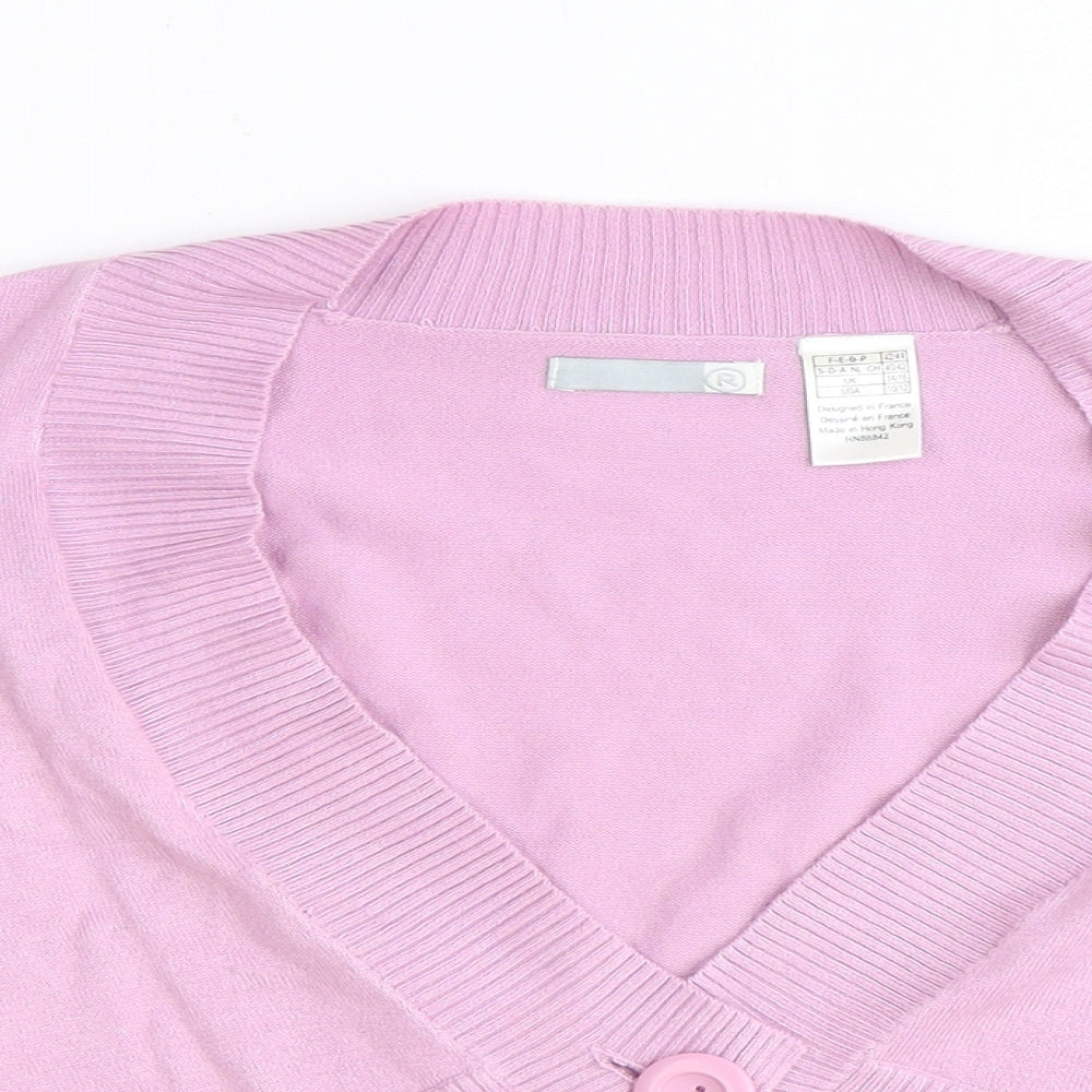 Preworn Womens Purple V-Neck Polyester Cardigan Jumper Size 14