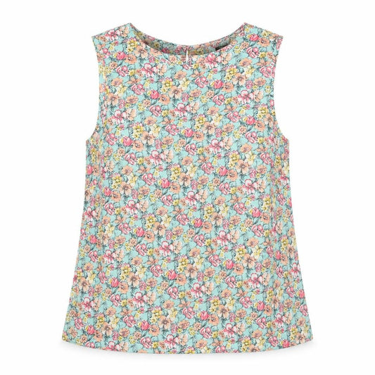 New Look Womens Green Floral Polyester Basic Tank Size 8 Round Neck