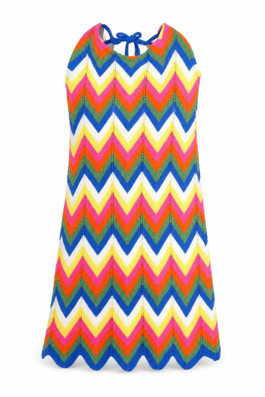 QED London Womens Multicoloured Geometric Acrylic Tank Dress Size M Round Neck Tie