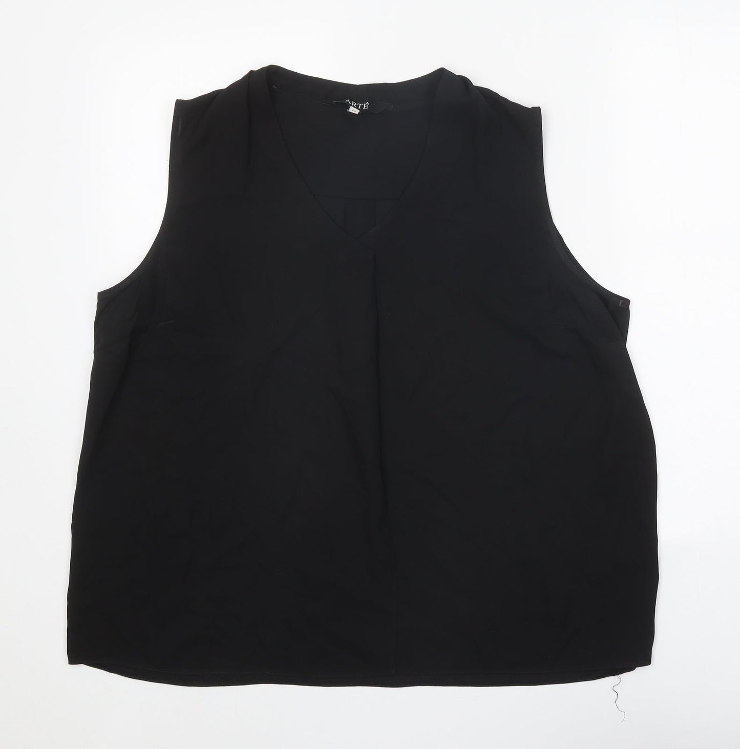 Arte Womens Black Polyester Basic Blouse Size 16 V-Neck