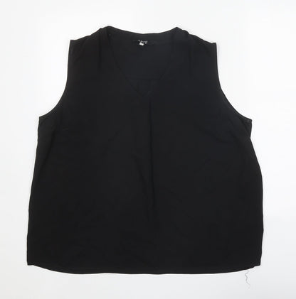 Arte Womens Black Polyester Basic Blouse Size 16 V-Neck
