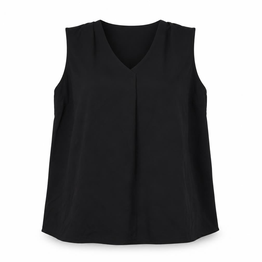 Arte Womens Black Polyester Basic Blouse Size 16 V-Neck