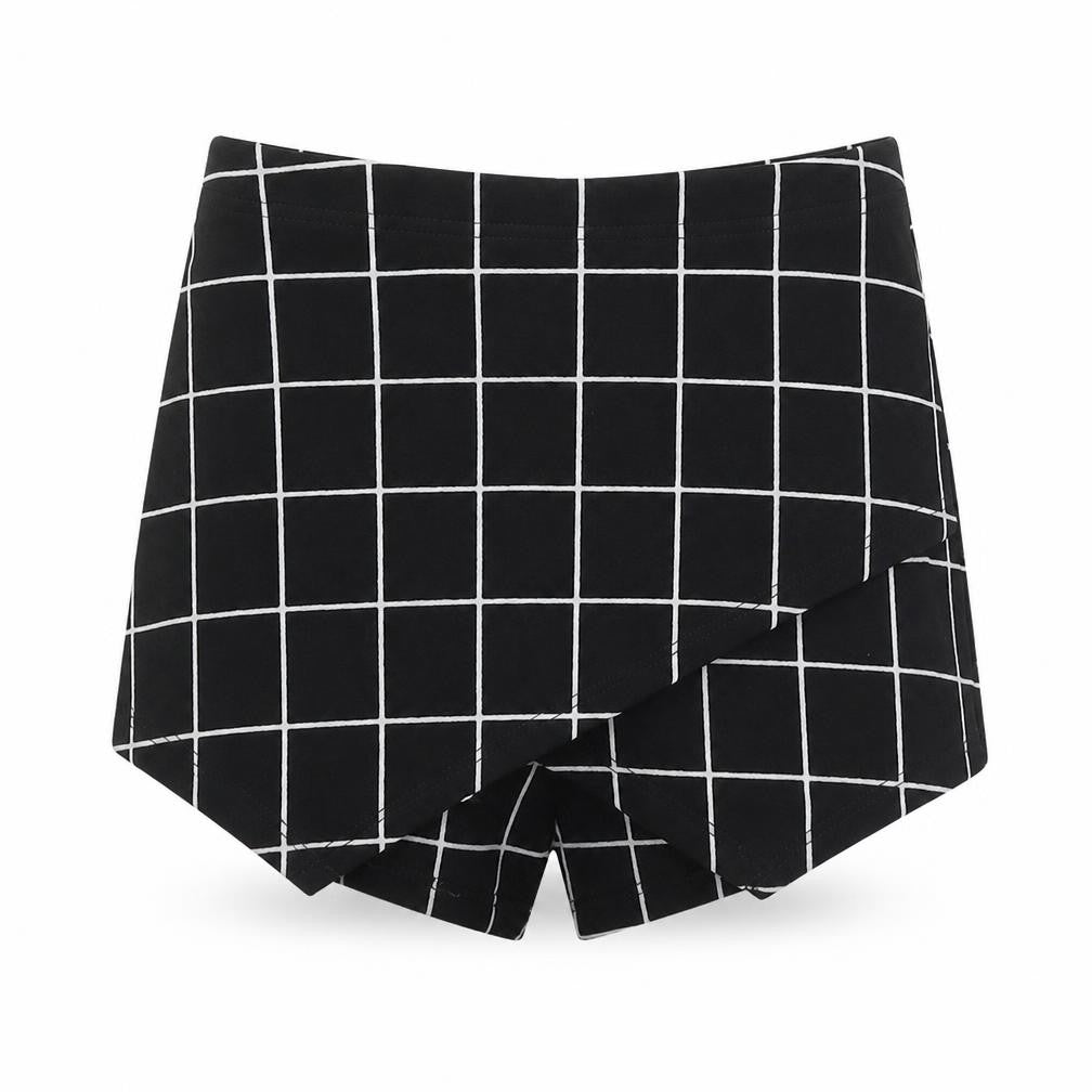 SheIn Womens Black Check Polyester Skort Size M