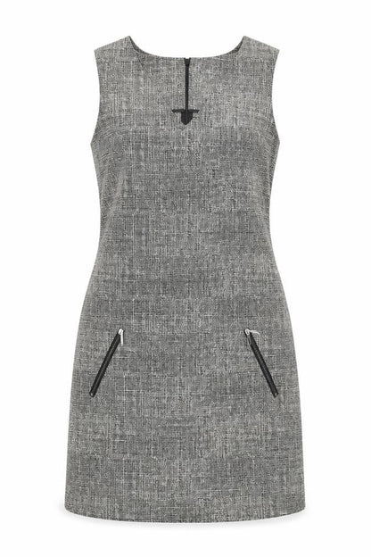 Papaya Womens Grey Cotton A-Line Size 8 V-Neck Zip