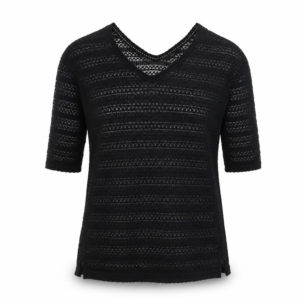NEXT Womens Black V-Neck Polyester Pullover Jumper Size 8