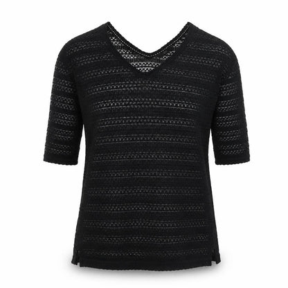 Next Womens Black V-Neck Polyester Pullover Jumper Size 8