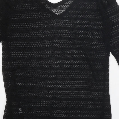 Next Womens Black V-Neck Polyester Pullover Jumper Size 8