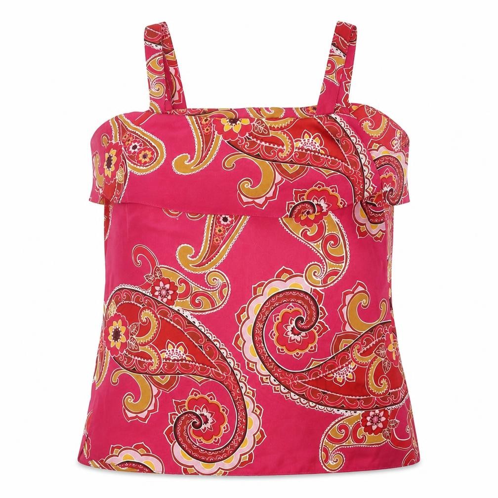 Dorothy Perkins Womens Pink Paisley Polyester Basic Blouse Size 12 Square Neck - Cold Shoulder