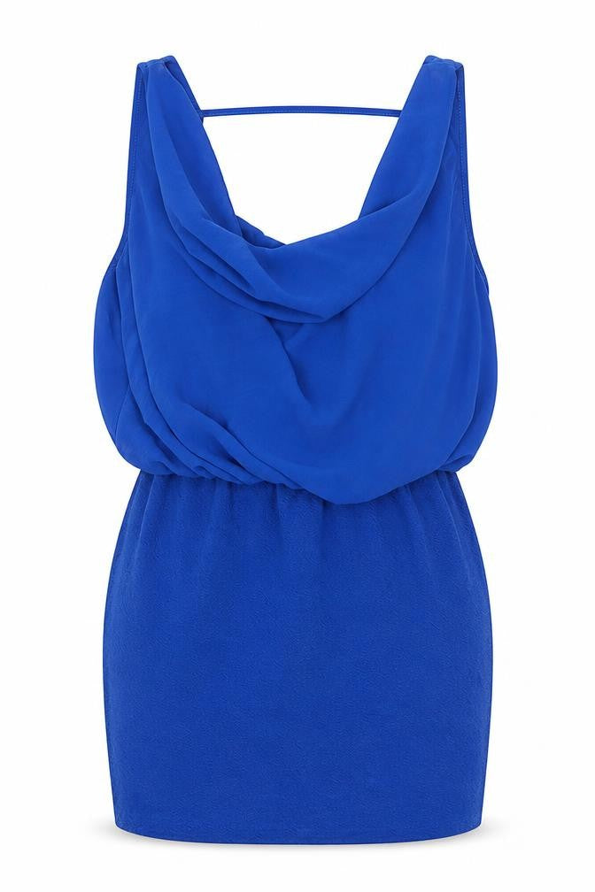 Zara Womens Blue Cotton Mini Size S Cowl Neck Pullover