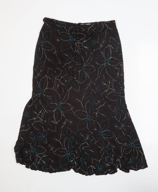 Kinnik Womens Brown Floral Polyester A-Line Skirt Size 32 in Tie