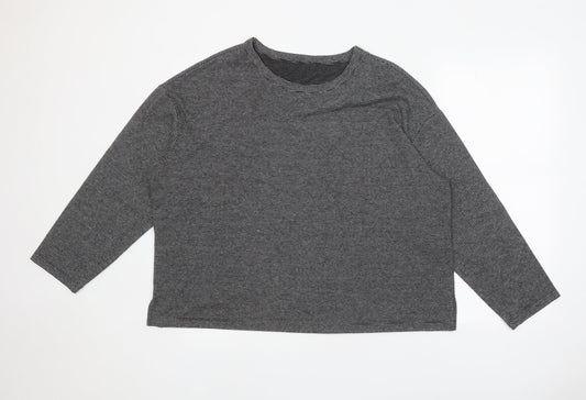 Marks and Spencer Womens Grey Round Neck Striped Polyester Pullover Jumper Size 18