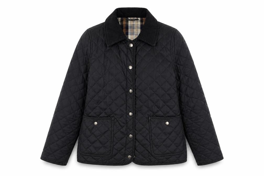 Izabel Womens Black Quilted Jacket Size M Snap