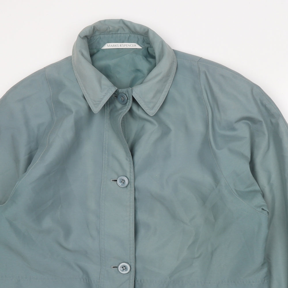 Marks & Spencer Womens Green Rain Coat Coat Size 14 Button