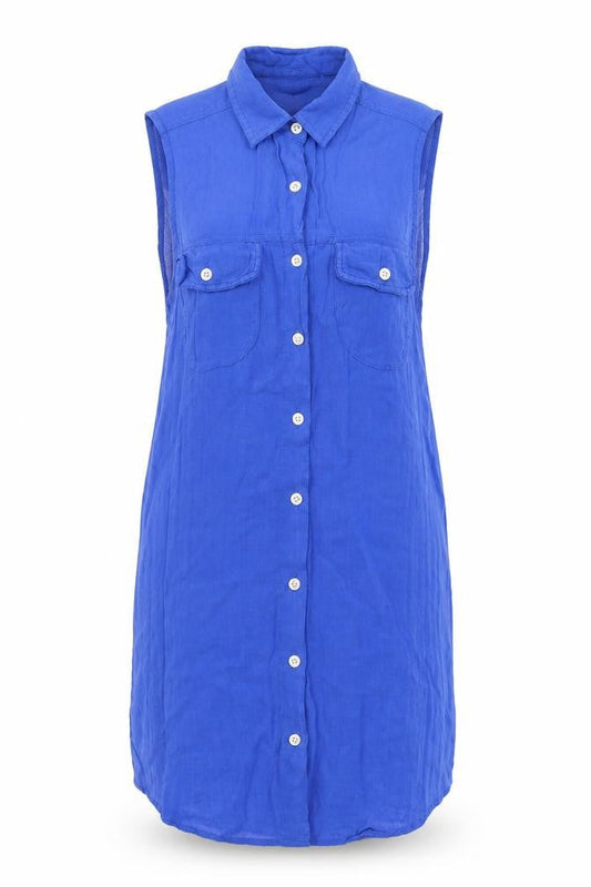 Motel Rocks Womens Blue Polyester Shirt Dress Size S Collared Button