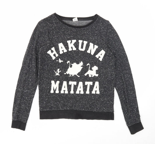 Atmosphere Womens Black Polyester Pullover Sweatshirt Size 8 Pullover - Hakuna Matata, The Lion King