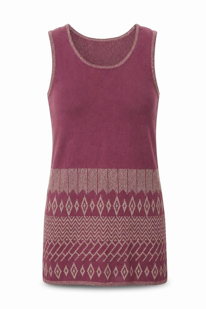 Kaleidoscope Womens Purple Geometric Viscose Basic Tank Size 12 Round Neck