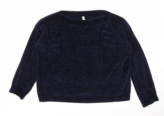 Stella Morgan Womens Blue Boat Neck Polyester Pullover Jumper Size 12