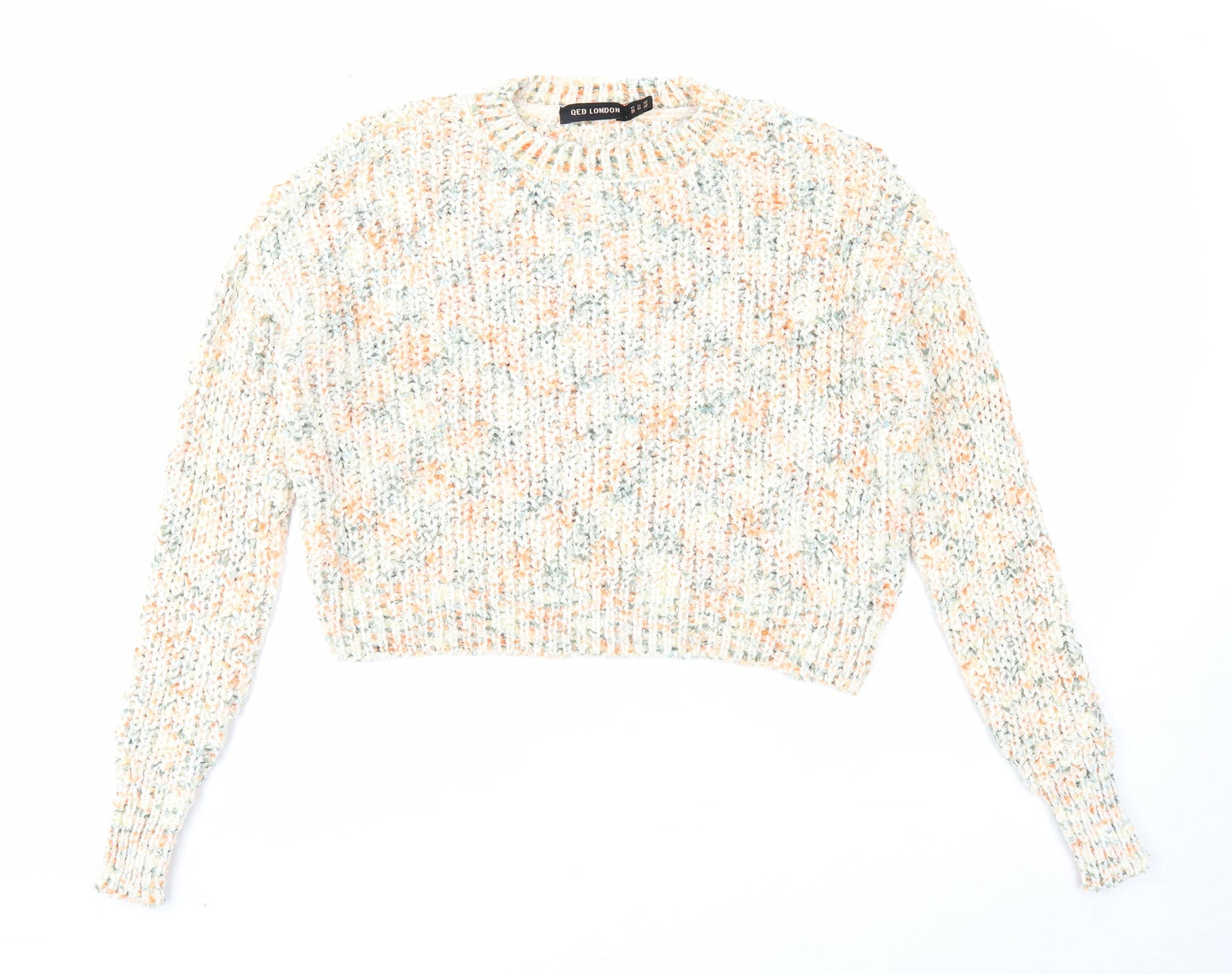 QED London Womens Multicoloured Round Neck Polyester Pullover Jumper Size S